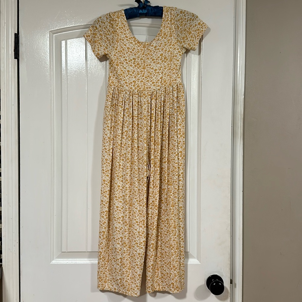 SweetHoney leggy romper mustard floral